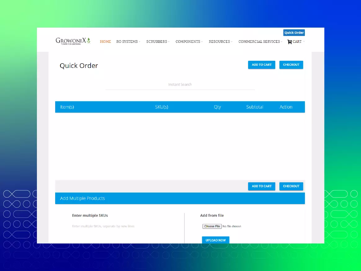 growonix store quick order extension